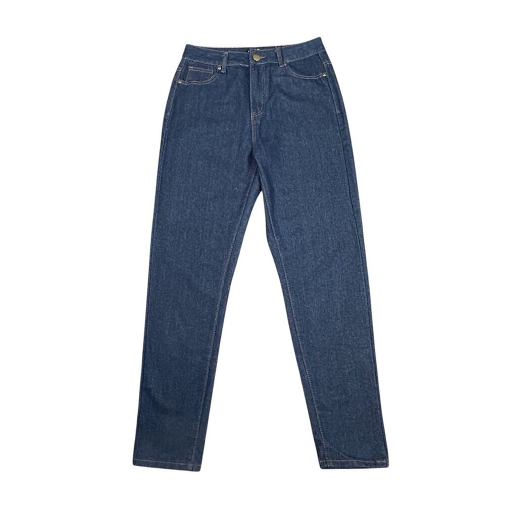 Boohoo Blue Jeans Womens' SZ 8 Dark Blue High Rise Tapered Leg Stretch Classic